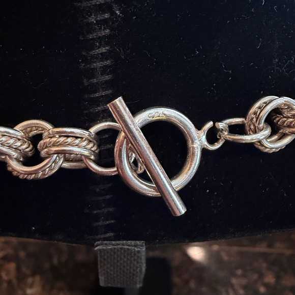 Sterling Silver 925 Triple Row Rolo Necklace Toggle Closure 16.25 Inches 70Grams - Picture 3 of 11